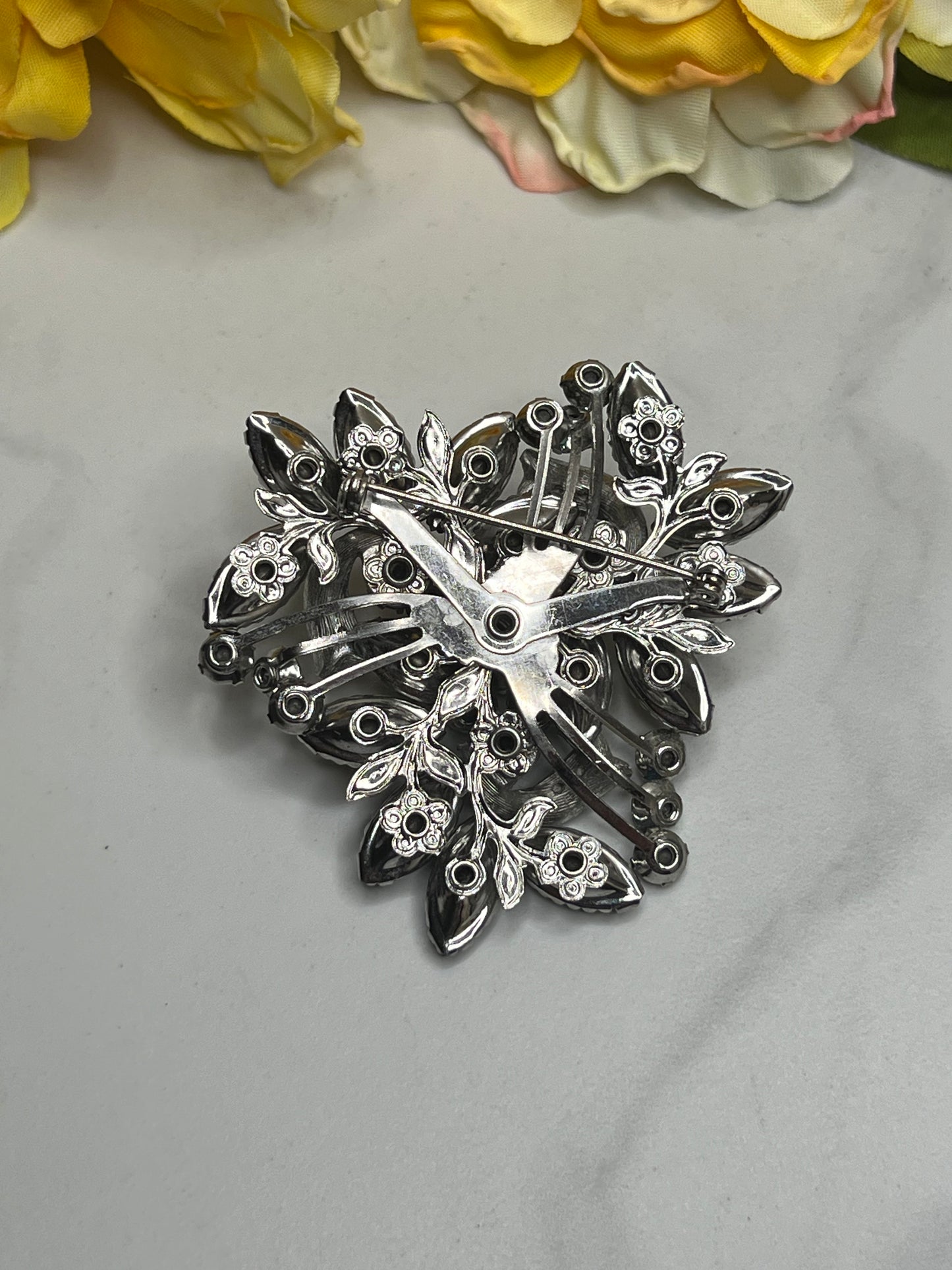 Estate Large Aurora Borealis Rhinestone Statement Pin Brooch