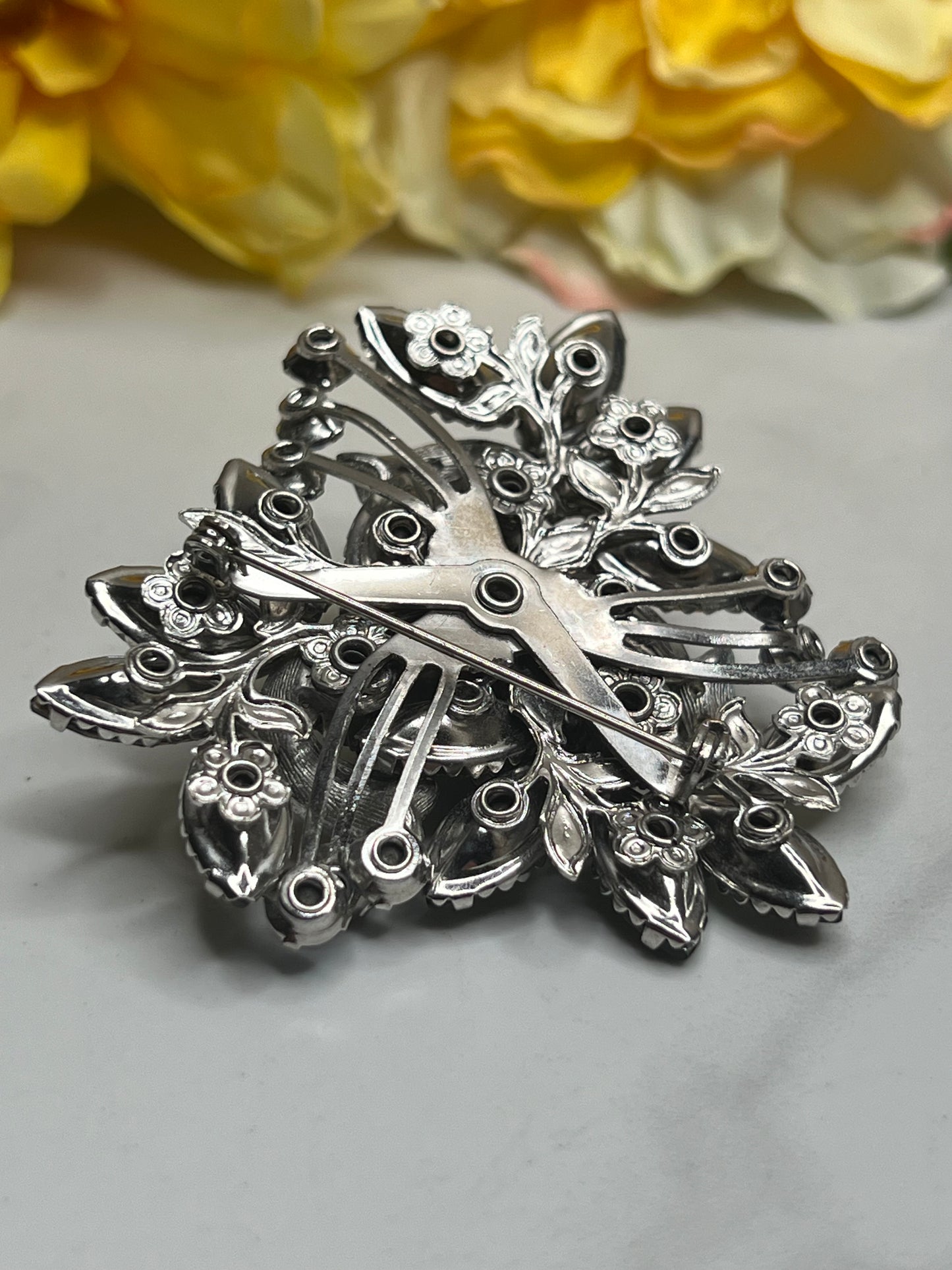 Estate Large Aurora Borealis Rhinestone Statement Pin Brooch