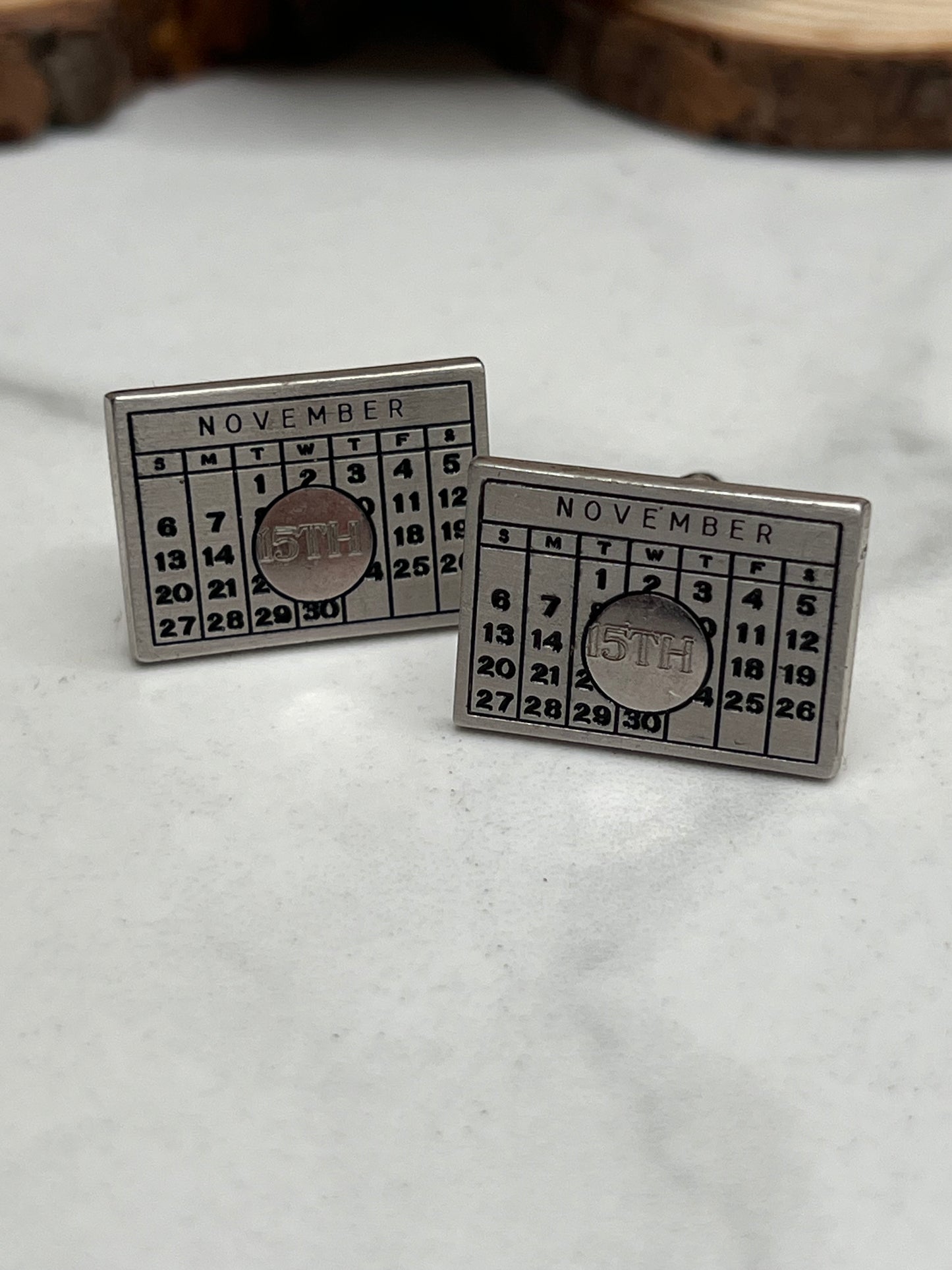 Anson Calendar Cufflinks and Tie Clip November