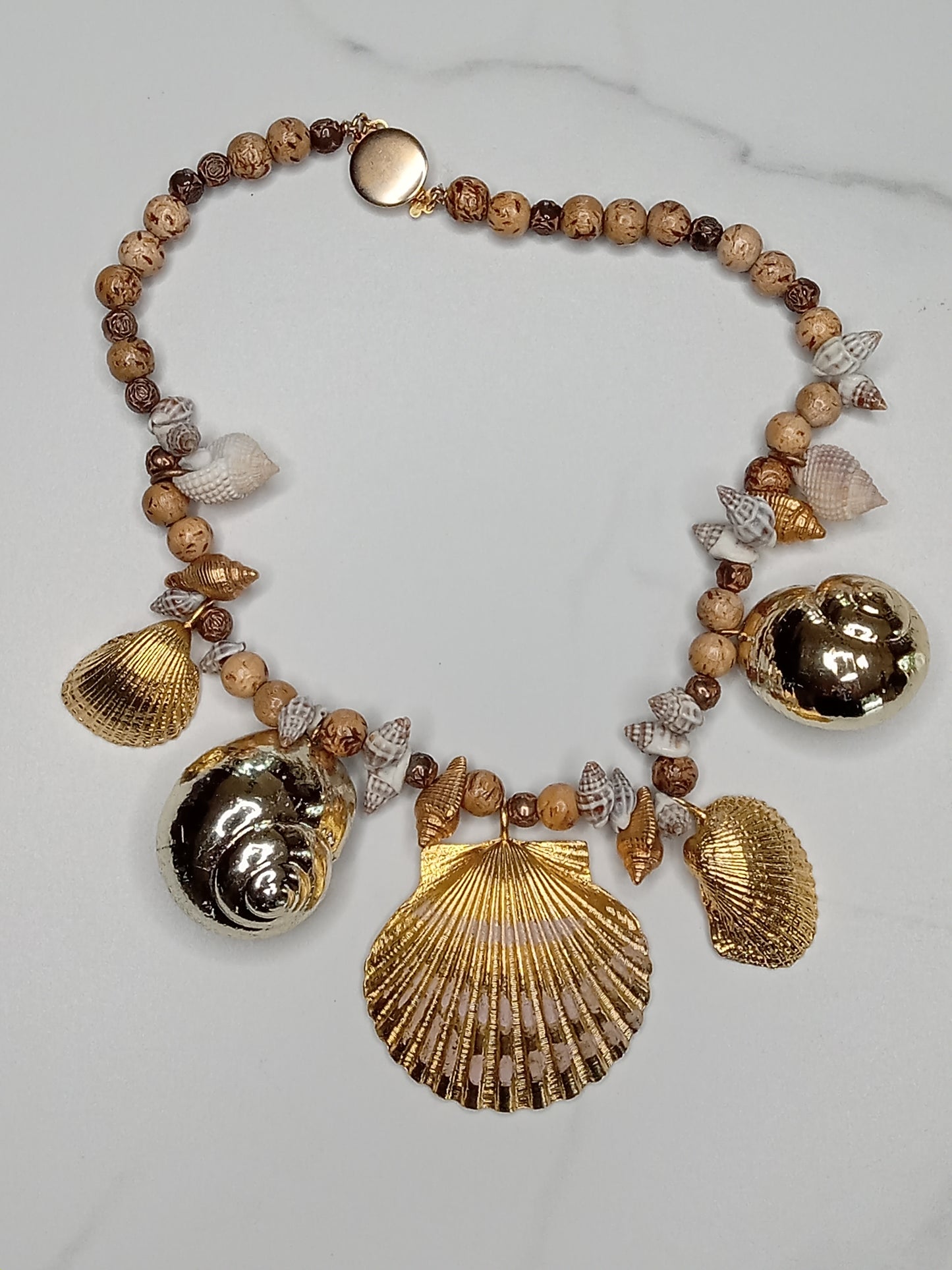 Signed Karen Reed Seashell Conch Choker Necklace