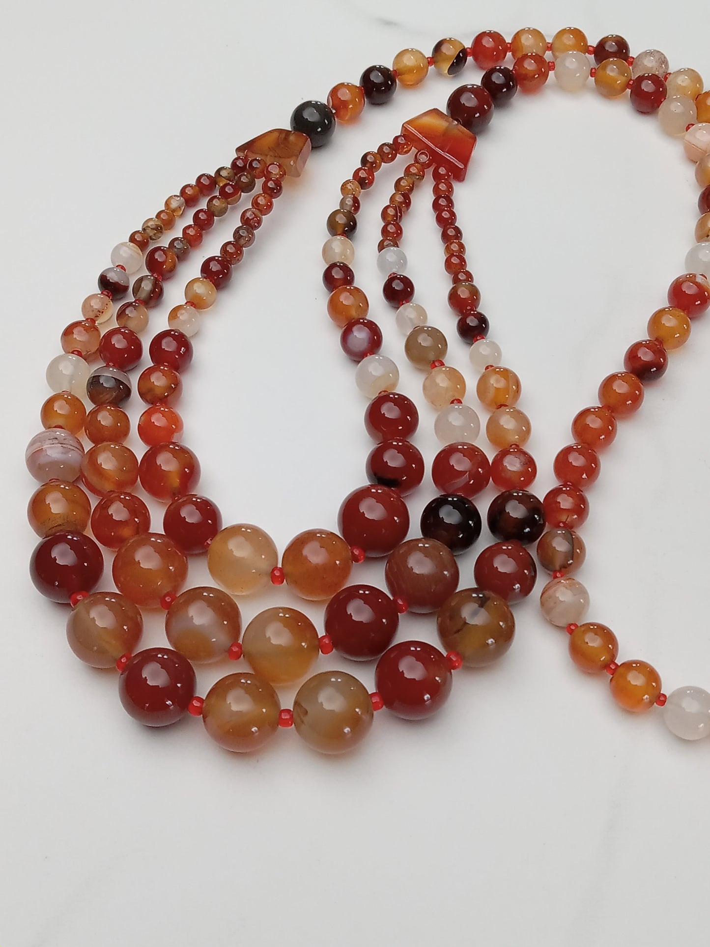 Vintage Mid-Century Long Graduated Gemstone Statement Necklace