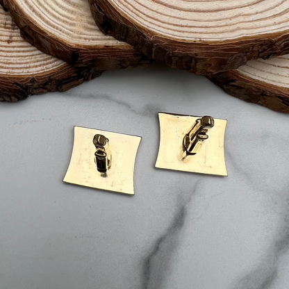 Vintage Signed Hickok Gold BLack Enamel Personalized Letter H Cufflinks