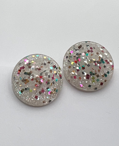 Vintage Mid-Century Lucite Confetti Button Clip on Earrings