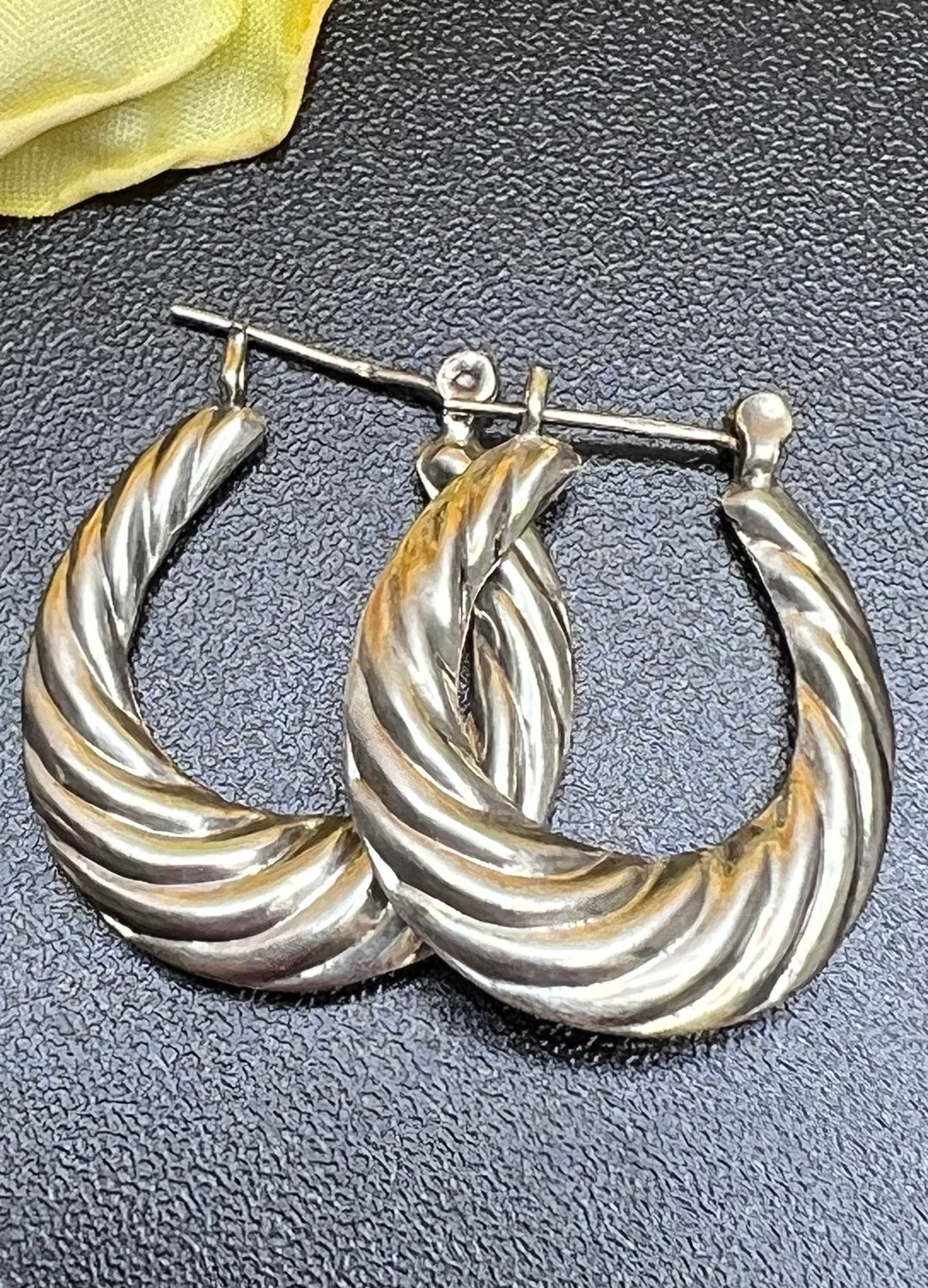 Vintage Sterling Silver Swirl Hoop Earrings