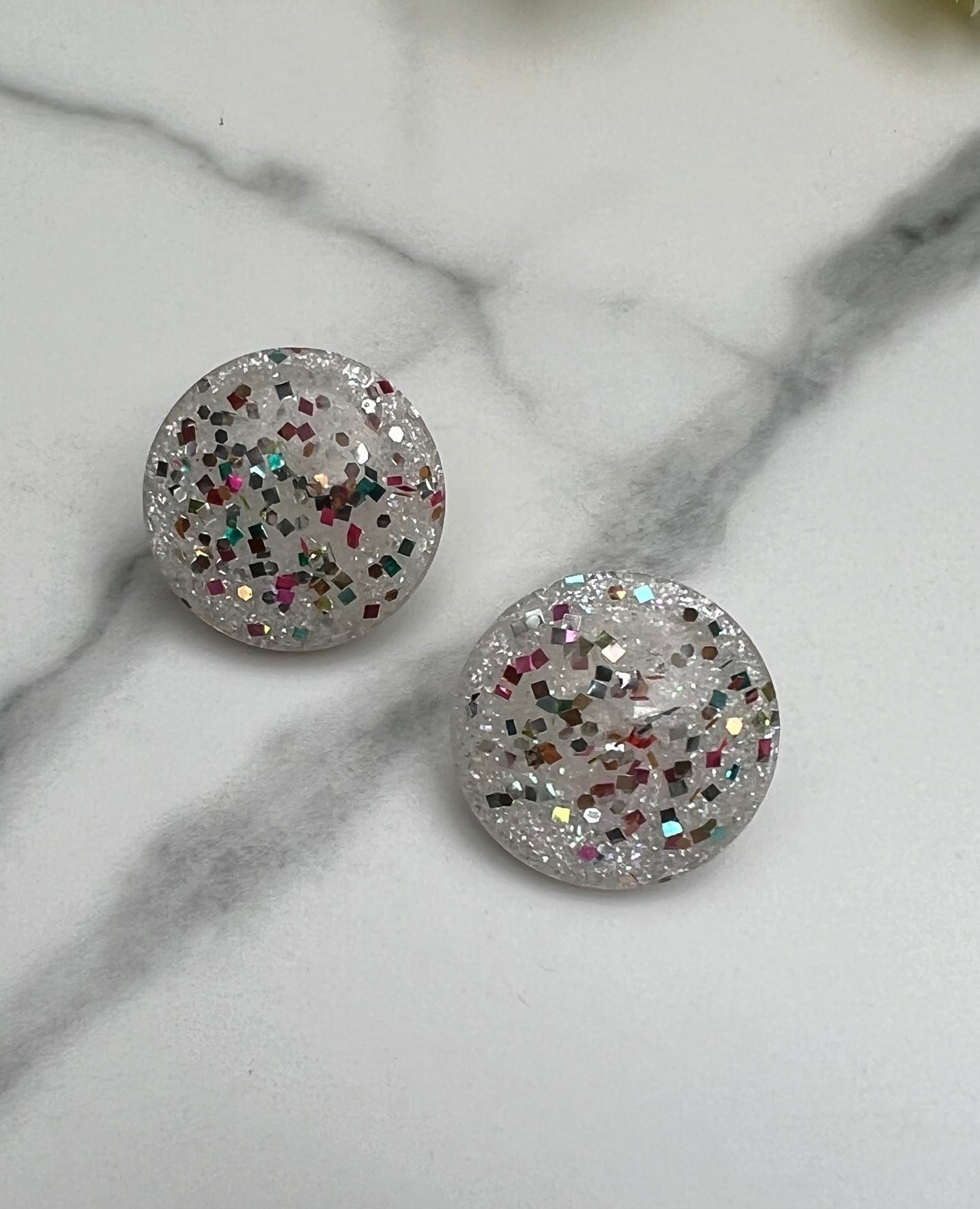 Vintage Mid-Century Lucite Confetti Button Clip on Earrings