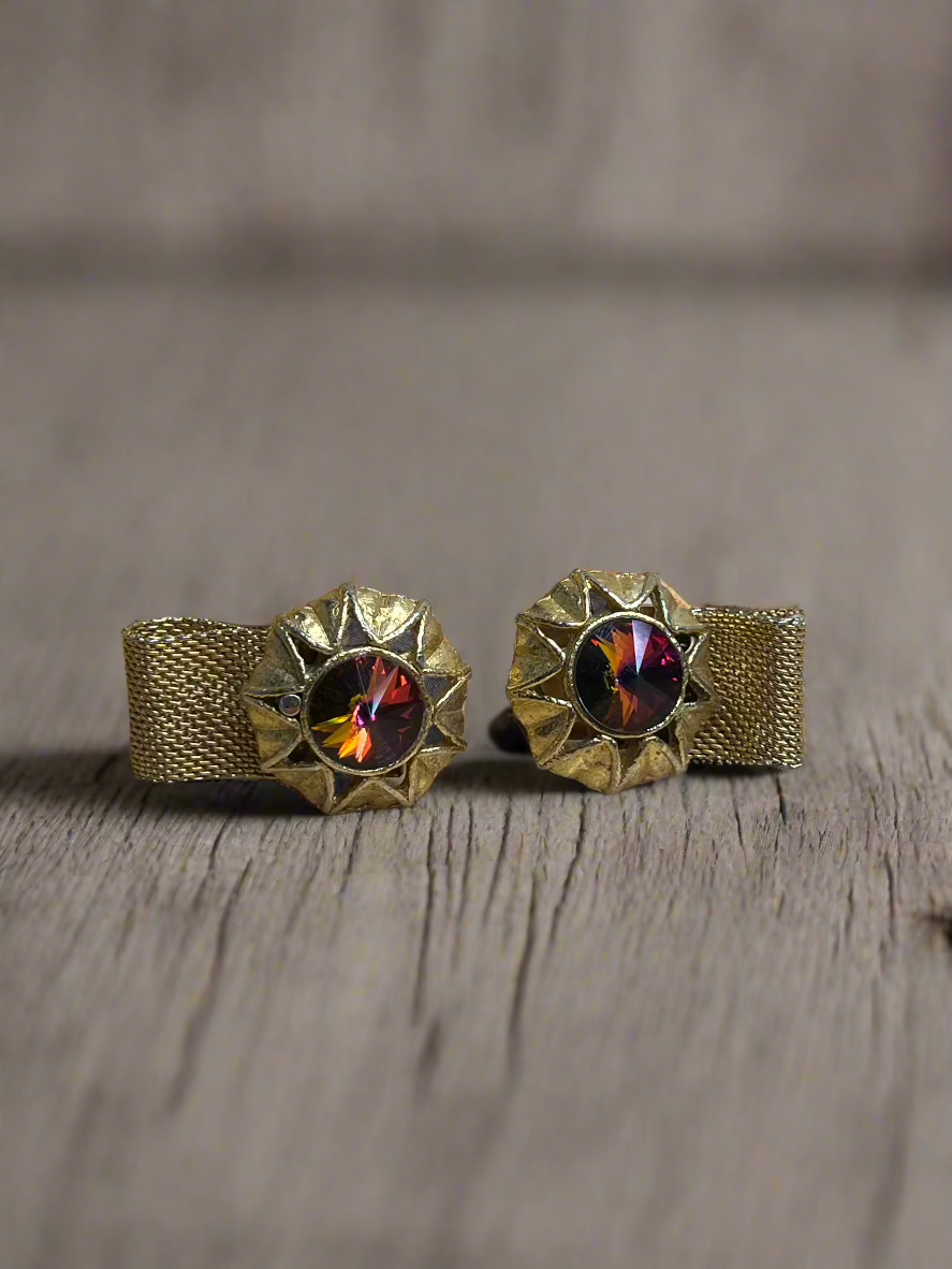 Vintage Wrap Around Gold Watermelon Rivoli Cufflinks