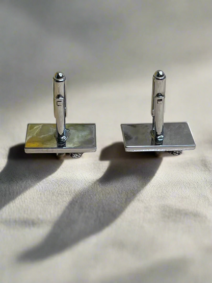 Vintage Silver Lion Mother of Pearl Cufflinks