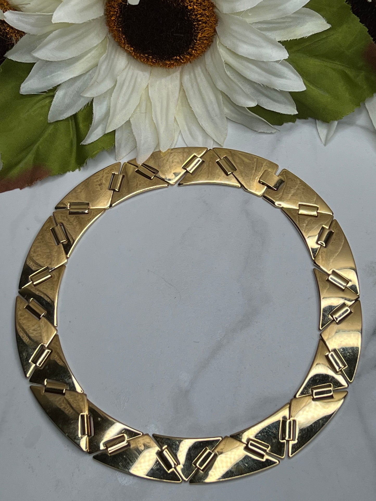 Vintage Gold Modernist Geometric Choker Necklace