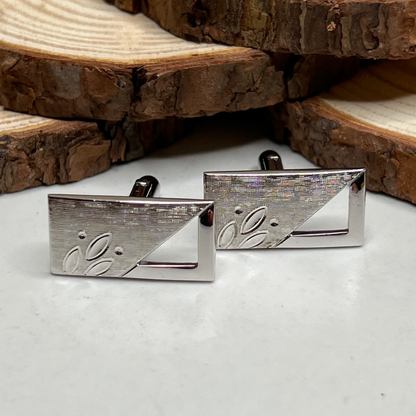 Mid-Century Signed Swank Silver Art Deco Cufflinks