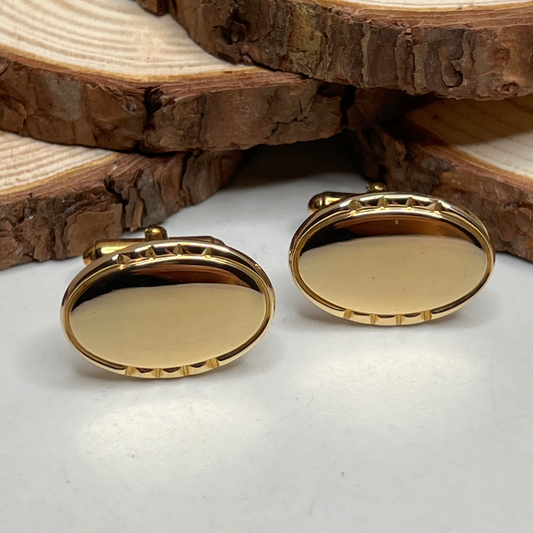 Vintage Designer Anson Art Deco Gold Oval Cufflinks