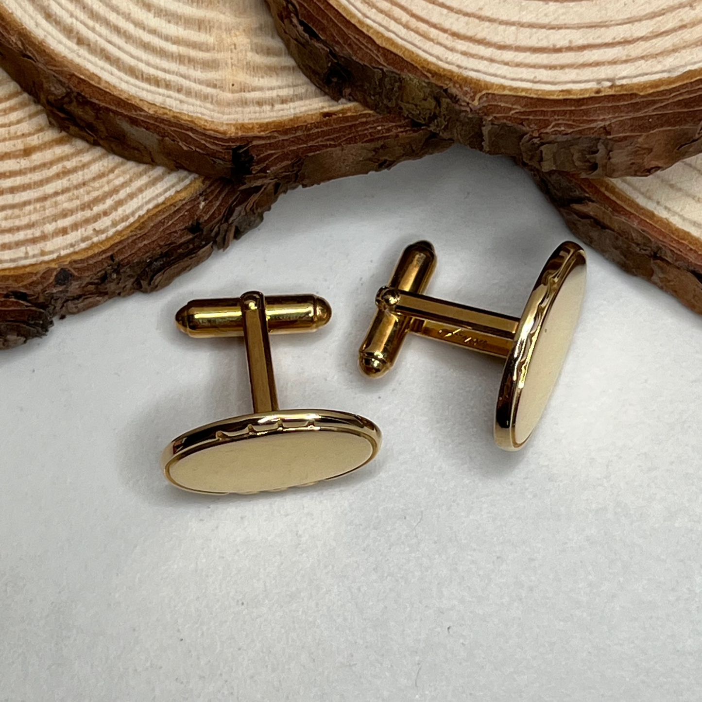 Vintage Designer Anson Art Deco Gold Oval Cufflinks