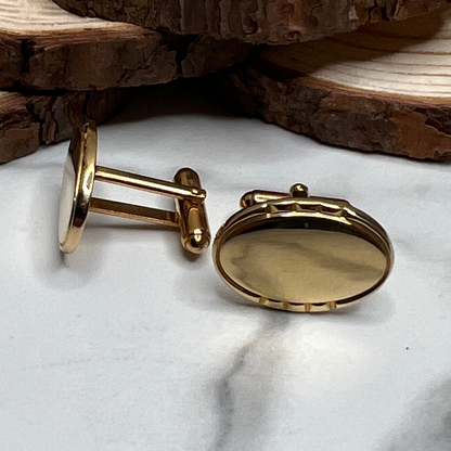 Vintage Designer Anson Art Deco Gold Oval Cufflinks