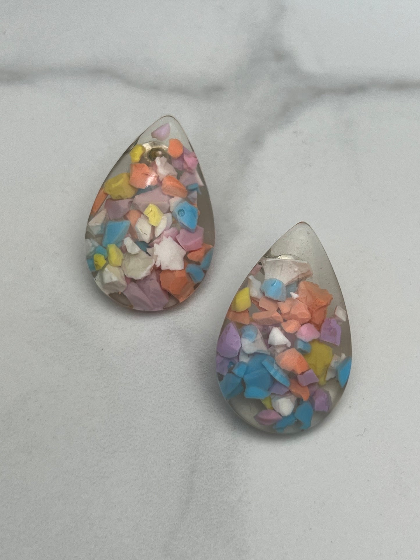 Vintage Lucite Pastel Pebble Pierced Stud Earrings