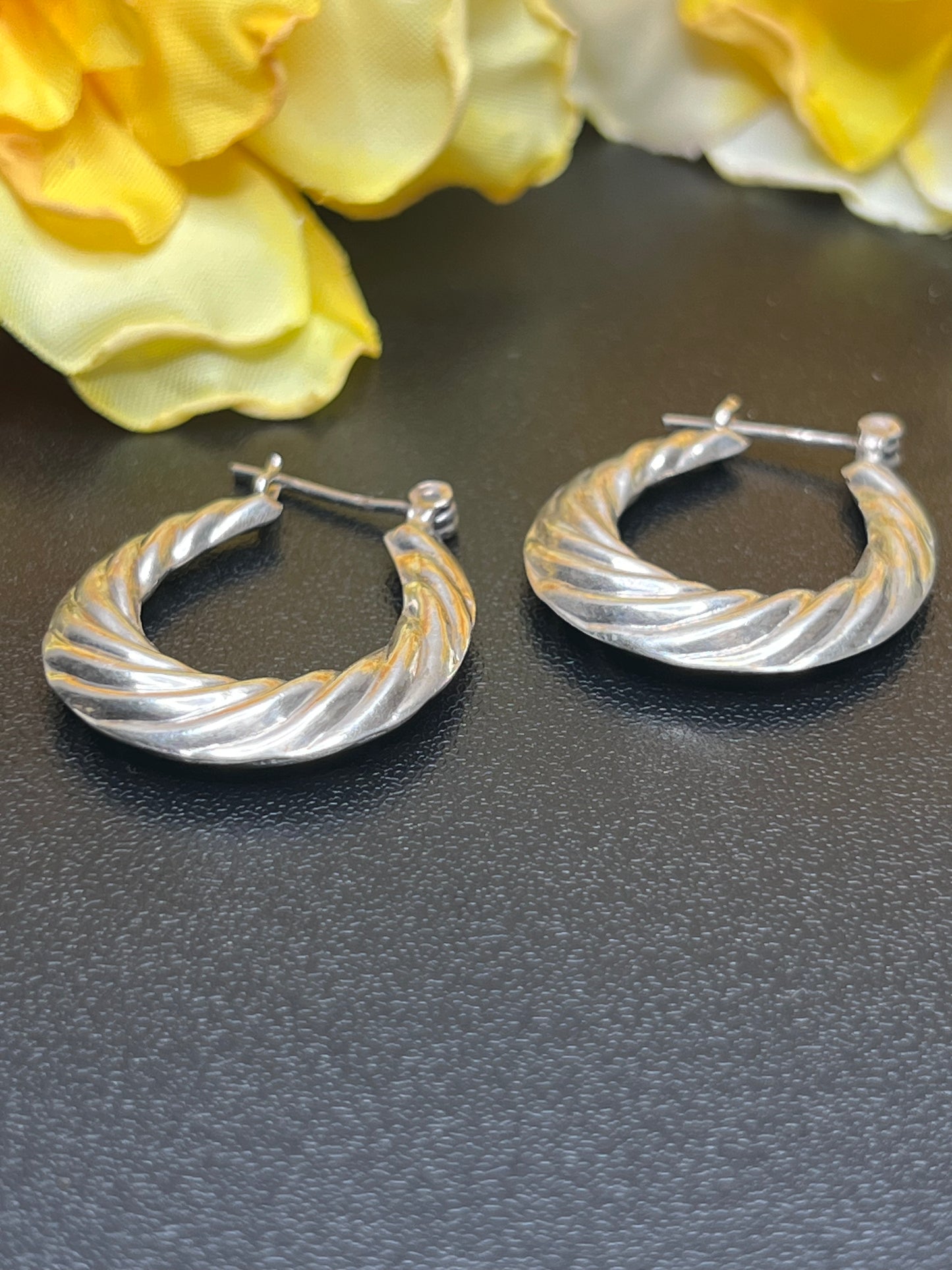 Vintage Sterling Silver Swirl Hoop Earrings