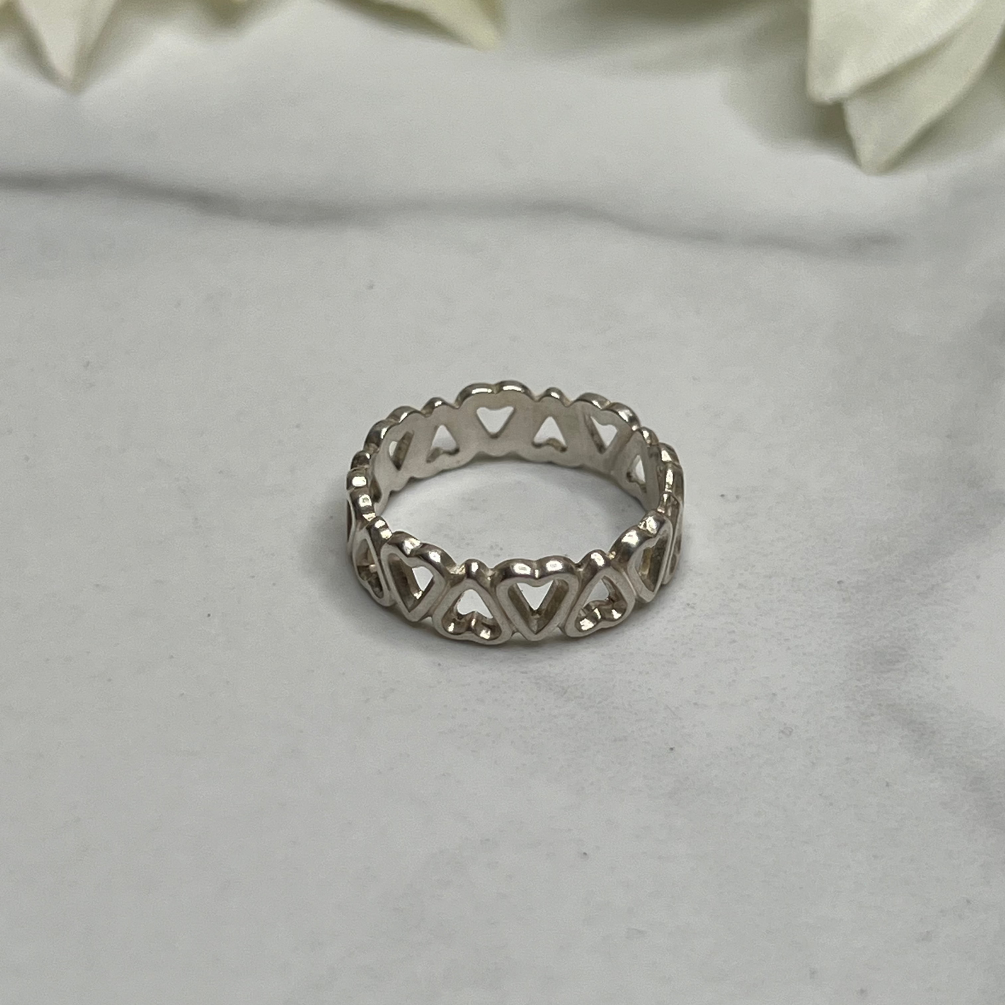 Vintage Sterling Silver Infinity Heart Band Ring Size 6.5