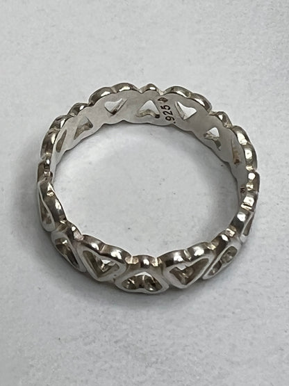 Vintage Sterling Silver Infinity Heart Band Ring Size 6.5