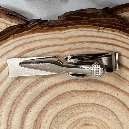 Vintage Signed Swank Strand Silver Tie Clip  & Cufflinks Set