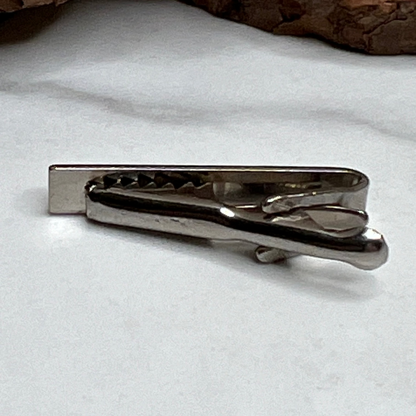 Vintage Silver Textured Tie Clip