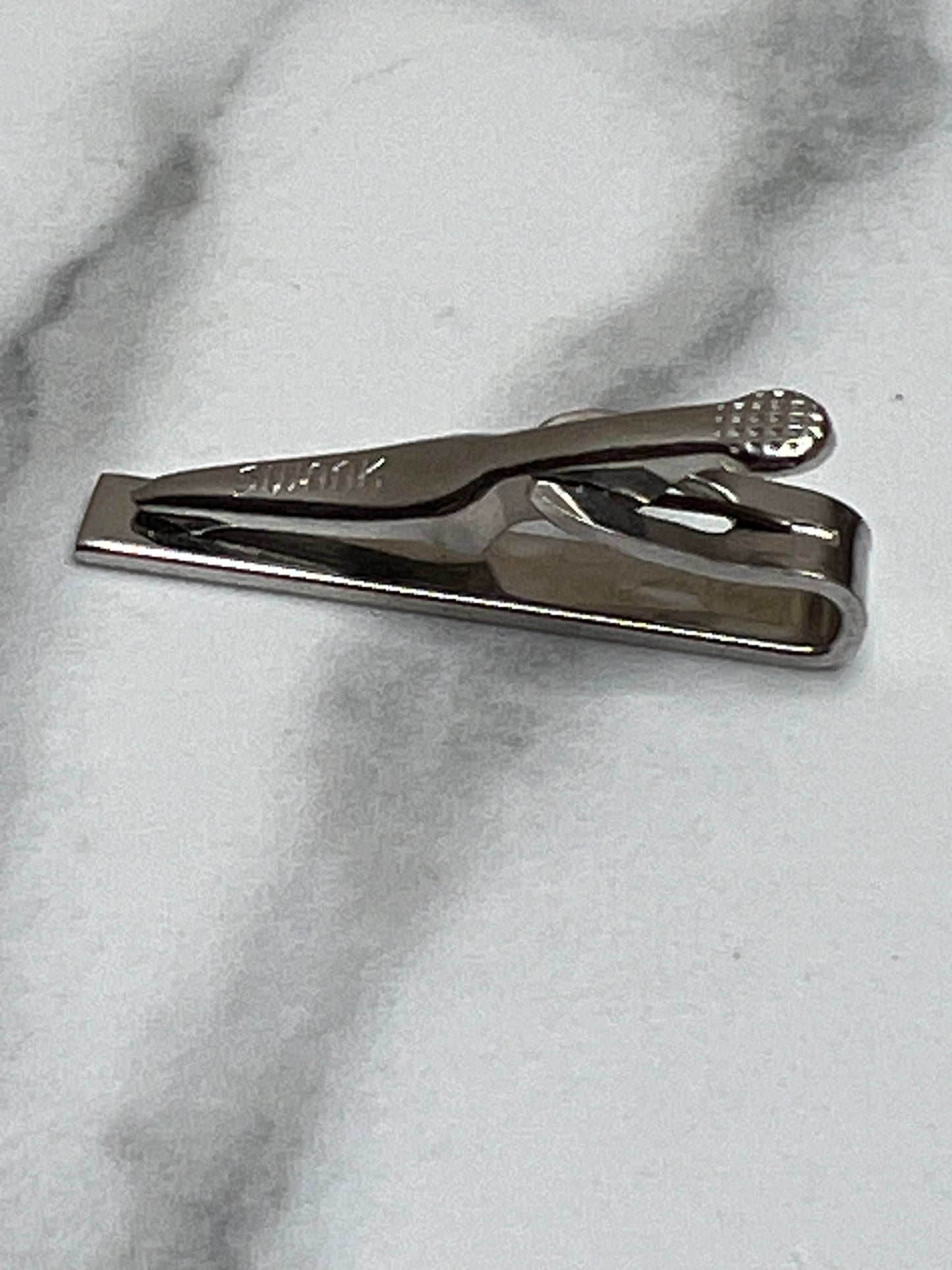 Vintage Signed Swank Silver Etched Tie Clip