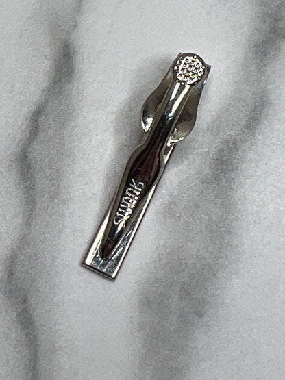 Vintage Signed Swank Silver Etched Tie Clip